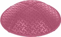Hot Pink Blind Embossed Chain Link Kippah without Trim