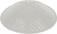 Light Grey Blind Embossed Chain Link Kippah without Trim