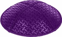 Purple Blind Embossed Chain Link Kippah without Trim