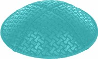 Turquoise Blind Embossed Chain Link Kippah without Trim