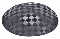 Dark Grey Blind Embossed Checkerboard Kippah