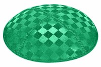 Emerald Blind Embossed Checkerboard Kippah