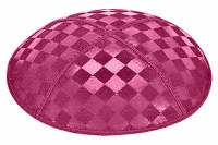 Fuchsia Blind Embossed Checkerboard Kippah