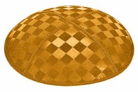 Gold Blind Embossed Checkerboard Kippah