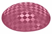 Hot Pink Blind Embossed Checkerboard Kippah