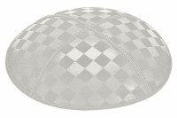 Light Grey Blind Embossed Checkerboard Kippah