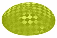 Lime Blind Embossed Checkerboard Kippah