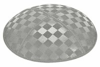 Medium Grey Blind Embosed Checkerboard Kippah