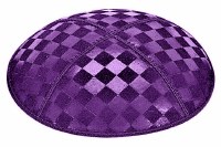 Purple Blind Embossed Checkerboard Kippah