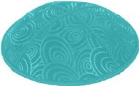 Turquoise Blind Embossed Circles Kippah with Navy and Gold Trim