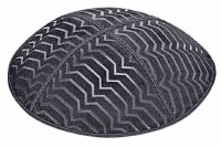 Dark Grey Blind Embossed Kippah without Trim