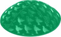 Emerald Blind Embossed Doves Kippah without Trim