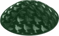 Green Blind Embossed Doves Kippah without Trim