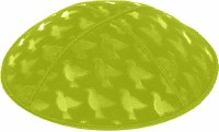 Lime Blind Embossed Doves Kippah without Trim