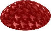 Red Blind Embossed Doves Kippah without Trim