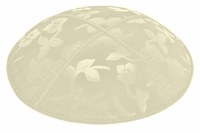 Ivory Blind Embossed Flowers Kippah without Trim