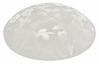Light Grey Blind Embossed Flowers Kippah without Trim