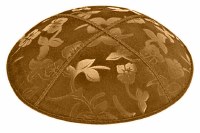 Luggage Blind Embossed Flowers Kippah without Trim