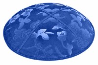 Royal Blind Embossed Flowers Kippah without Trim