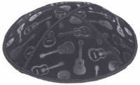 Dark Grey Blind Emossed Guitars Kippah