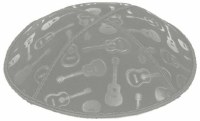 Medium Grey Blind Embossed Guitars Kippah