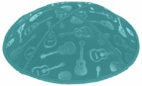 Teal Blind Embossed Guitars Kippah