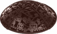 Brown Blind Embossed Jerusalem Kippah