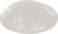 Light Grey Blind Embossed Jerusalem Kippah