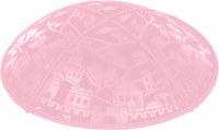 Light Pink Blind Embossed Jerusalem Kippah