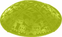 Lime Blind Embossed Jerusalem Kippah