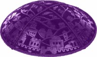 Purple Blind Embossed Jerusalem Kippah