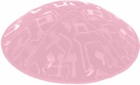 Light Pink Blind Embossed Large Chai Kippah without Trim