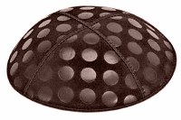 Brown Blind Embossed Large Dots Kippah without Trim
