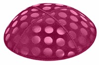 Fuchsia Blind Embossed Large Dots Kippah without Trim