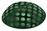 Green Blind Embossed Large Dots Kippah without Trim
