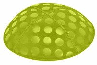 Lime Blind Embossed Large Dots Kippah without Trim