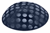 Navy Blind Embossed Large Dots Kippah without Trim