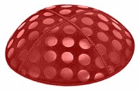 Red Blind Embossed Large Dots Kippah without Trim