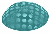 Teal Blind Embossed Large Dots Kippah without Trim