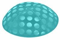 Turquoise Blind Embossed Large Dots Kippah without Trim