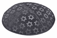 Dark Grey Blind Embossed Large Star of David Kippah without Trim