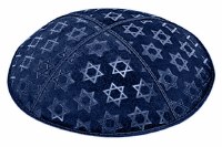 Dark Royal Blind Embossed Large Star of David Kippah without Trim