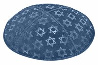 Denim Blind Embossed Large Star of David Kippah without Trim