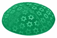 Emerald Blind Embossed Large Star of David Kippah without Trim