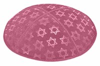 Hot Pink Blind Embossed Large Star of David Kippah without Trim