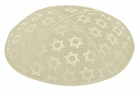 Ivory Blind Embossed Large Star of David Kippah without Trim