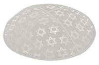 Light Grey Blind Embossed Large Star of David Kippah without Trim