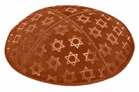 Rust Blind Embossed Large Star of David Kippah without Trim