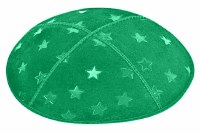 Emerald Blind Embossed Large Stars Kippah without Trim