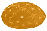 Gold Blind Embossed Large Stars Kippah without Trim